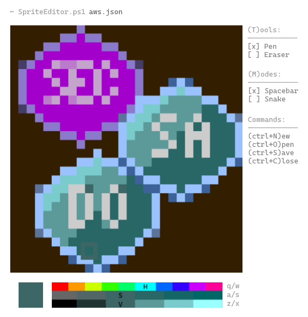 an image of some aws badges in the powershell sprite editor